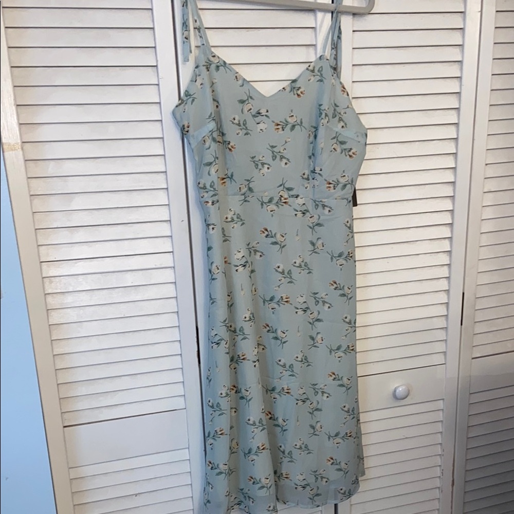 Allegra K Light Blue Floral Midi Dress